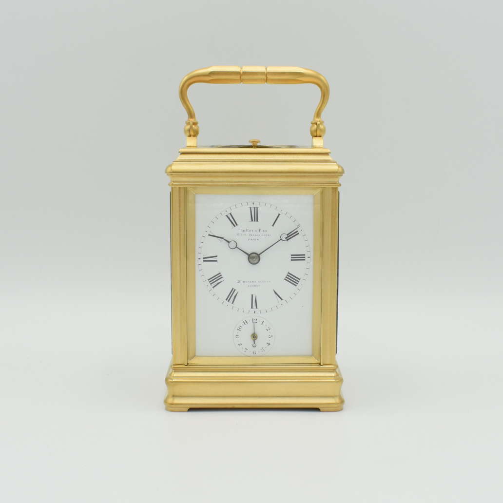 Repeating Gilt-Brass Carriage Clock by the Famous Drocourt